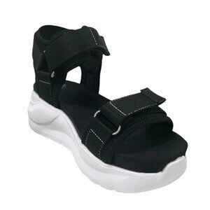 TRUE CRAFT GUMMY Women's Flatform Comfort Sporty Sandals Black Size 7.5 M